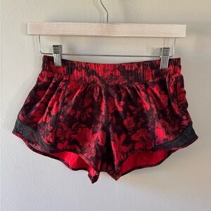 Floral Red and Black Hotty Hot low rise lululemon 2.5 shorts
